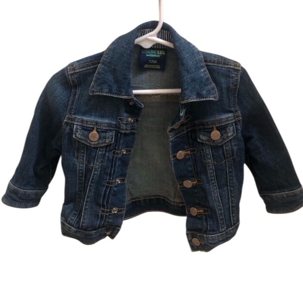Genuine Kids from Oshkosh Denim Blue Jean Jacket Snap closure Sz 12 Mo